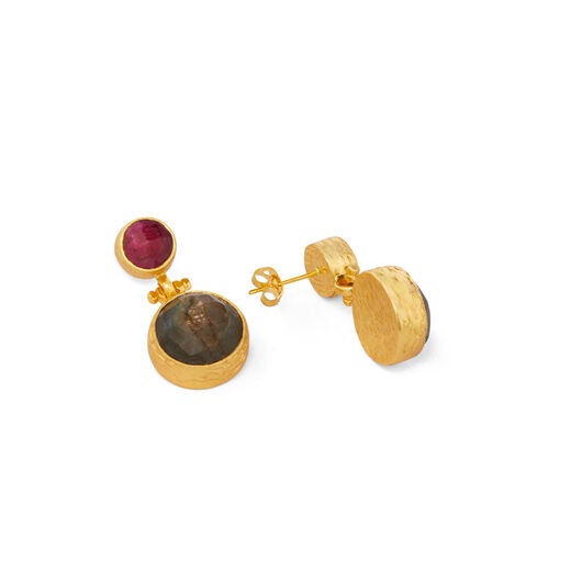 Labradorite and ruby earrings by Ottoman Hands